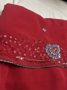 Elegant Red Embellished Saree