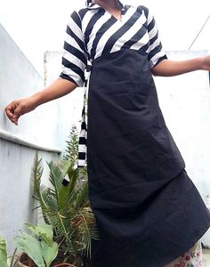 Stylish Black &amp; White Striped Kurta Set