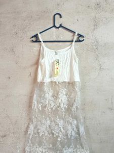 White Lace Dress Sheer Mini
