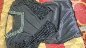Elegant Black Kurta with Embellished Sleeves