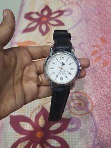 Classic Black Leather Strap Watch