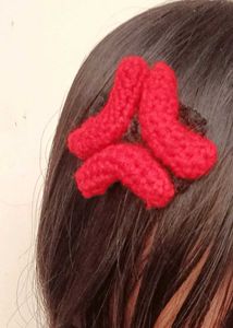 4 Red Crochet Hair Clip