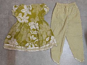 Cute Green Floral Kurta Set