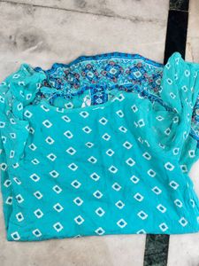 Teal Printed short kurti women girls