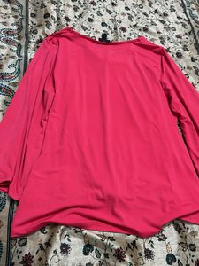 Chic Pink V-Neck Top with Metal Detail