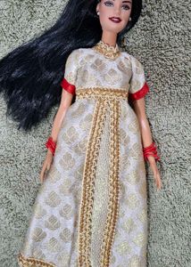 Elegant Ethnic Gown with Gold Embroidery dress wit