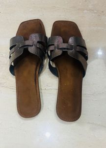Metallic Slide Sandals