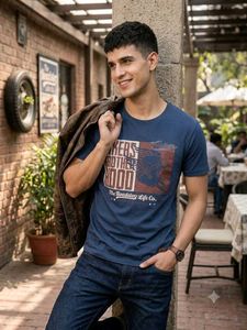 Men's Blue Graphic T-Shirt