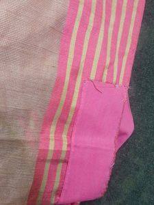 Elegant Pink &amp; Beige Striped Saree