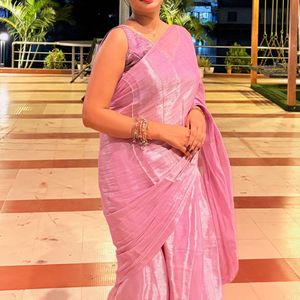 Elegant Lilac Lavender Saree with stitched free