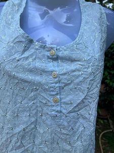 Light Blue Printed Sleeveless Top