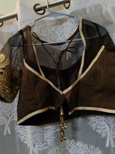 Elegant Golden Embroidered Saree