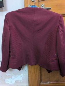 Vintage Burgundy Cropped Blazer