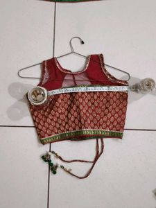 Golden &amp; Red Chaniya Choli