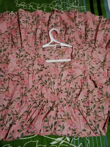 Floral Printed Pink Maxi Dress For Women