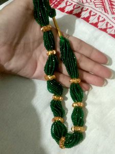 Green Beaded gorkha Nou gedi Necklace with Gold