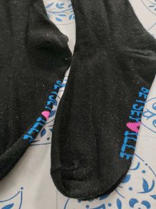 Black long Over-the-Knee Socks with Blue Trim