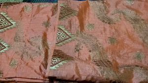 Elegant Peach Silk Saree with Golden Embroidery