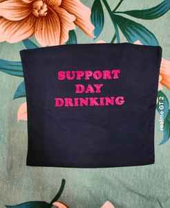Shein Strapless Typographic Print Short Tube Top