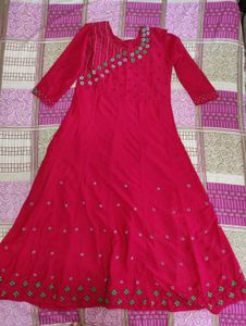Chic Pink Long Free-Size Gown