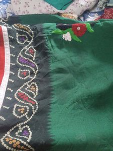 Green Saree with Bandhani Border