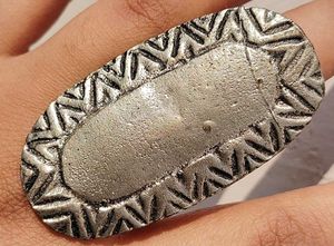 Statement Silver Tone Oval Ring
