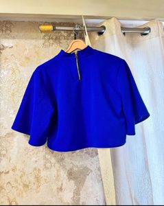 Brand New High Neck Blue Crop Top, Bust-32/30