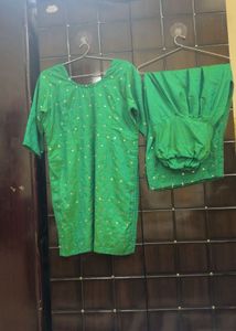 Green Kurta Set with Embellishments