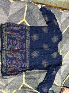 Embroidered short Kurta  with Pants