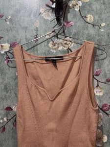 Beige Knit Tank Top