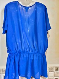 Vibrant Blue Embellished Tunic Top