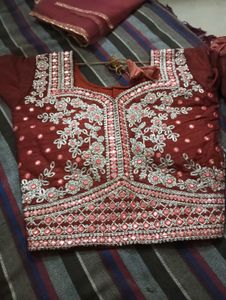 Maroon Embroidered Blouse