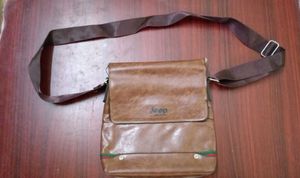Jeep Brown Faux Leather Crossbody Bag