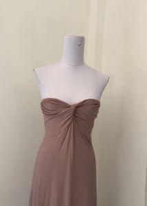 Elegant Strapless Ruched Maxi Dress