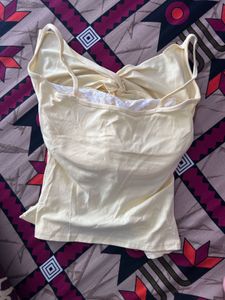 Cute Yellow Lace Trimmed Cami Top