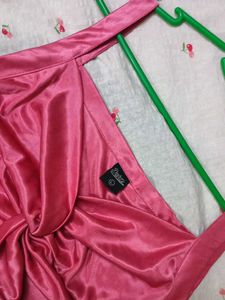 Stylish Pink Satin Twist Front Halter Top