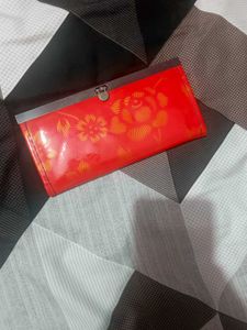 Red Floral Clutch Wallet