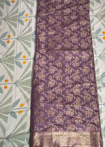 Elegant Purple Silk Brocade Saree