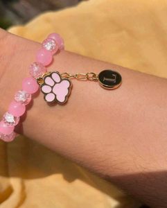 Cute Pink Paw Print Charm Bracelet