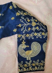 new Elegant Navy Blue Embroidered Blouse