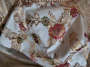 Cream Banarsi Silk Saree Party Wear