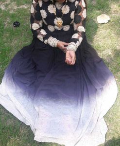 Elegant Black Lace Sleeve long gown