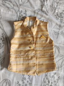 Kids Yellow Kurta pajama with jacket 1-2 year