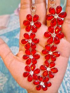 Red Floral Stone Necklace