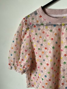 Pink Polka Dot Cropped Top