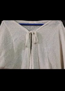 Chic White Cardigan with Tie Neck Top