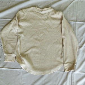 Cream Waffle Knit Long Sleeve Top