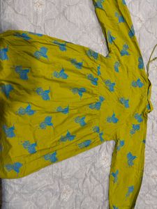 Yellow Bird Print Kurta🌷(not even wore once)