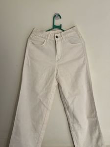 Cream Wide Leg Jeans