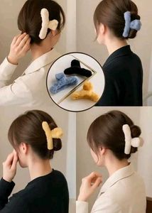 Fuzzy Hair Claw Clips - 6 Pack